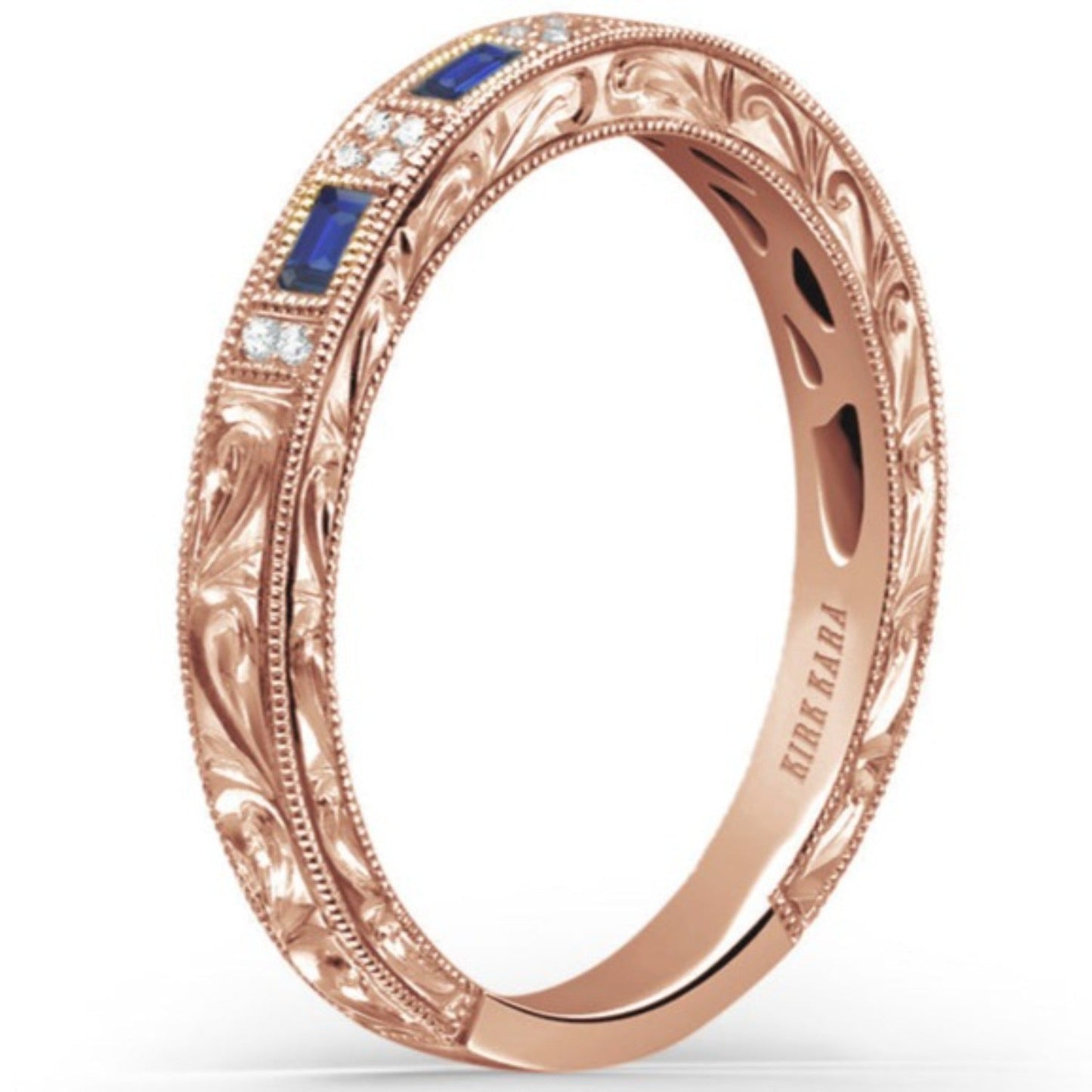 Kirk Kara "Charlotte" Five Stone Blue Sapphire Baguette Cut Wedding Band