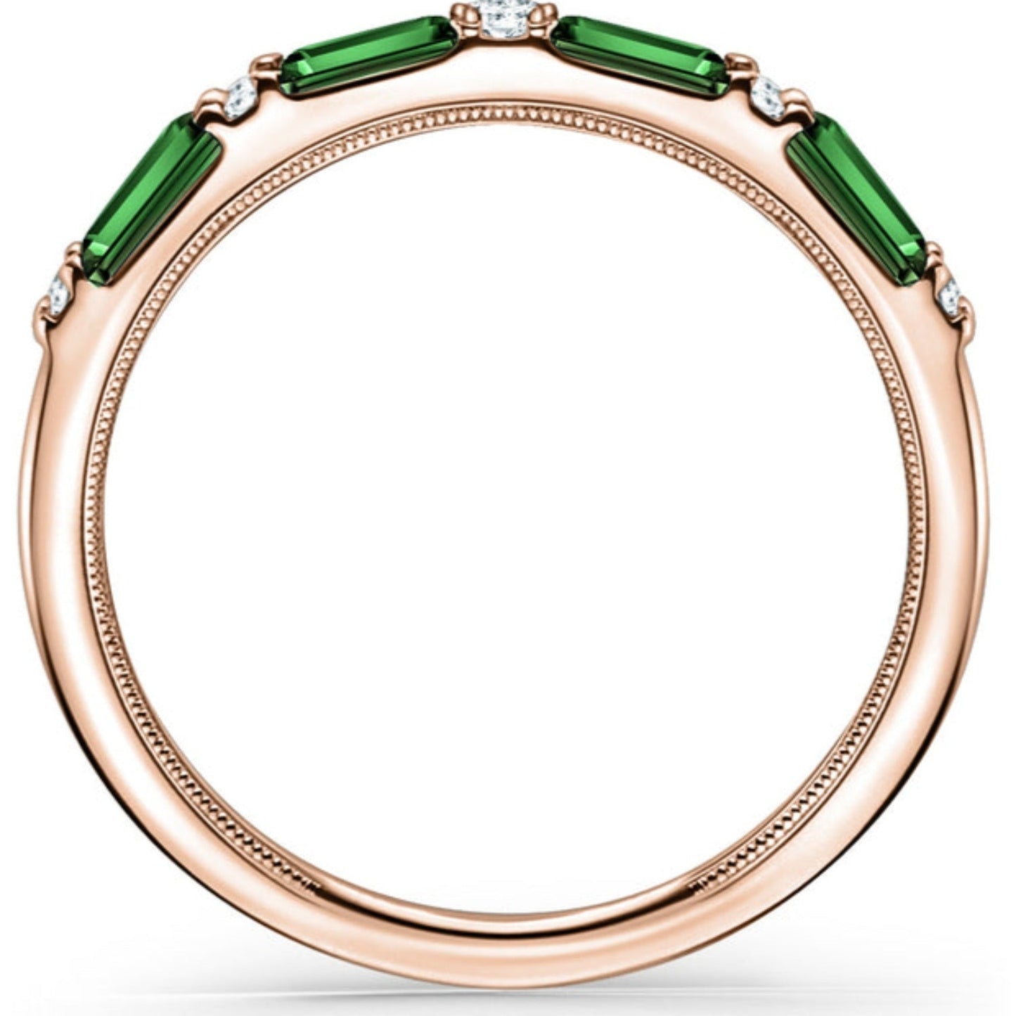 Kirk Kara "Charlotte" Thin Green Tsavorite & Diamond Wedding Band