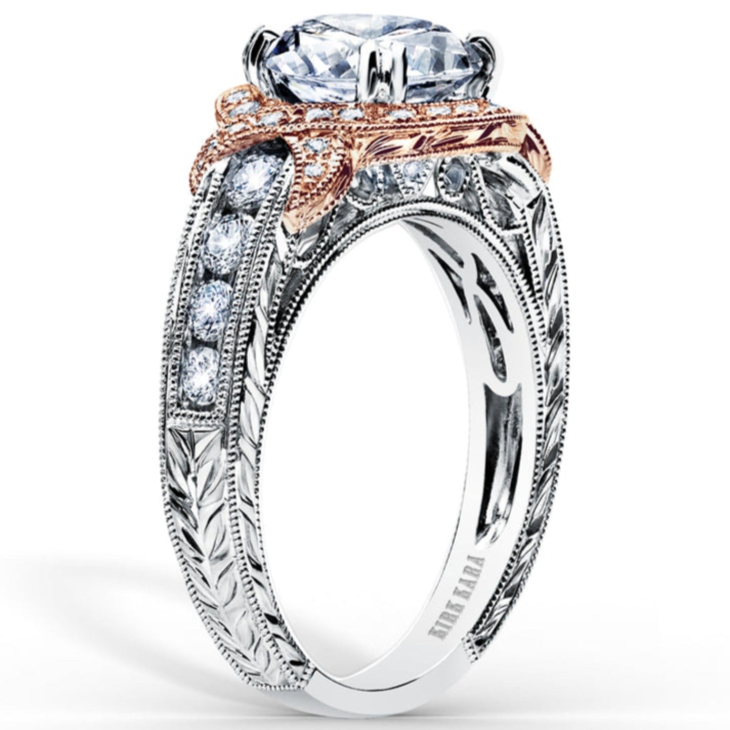 Kirk Kara "Pirouetta" Large Halo Diamond Twist Engagement Ring