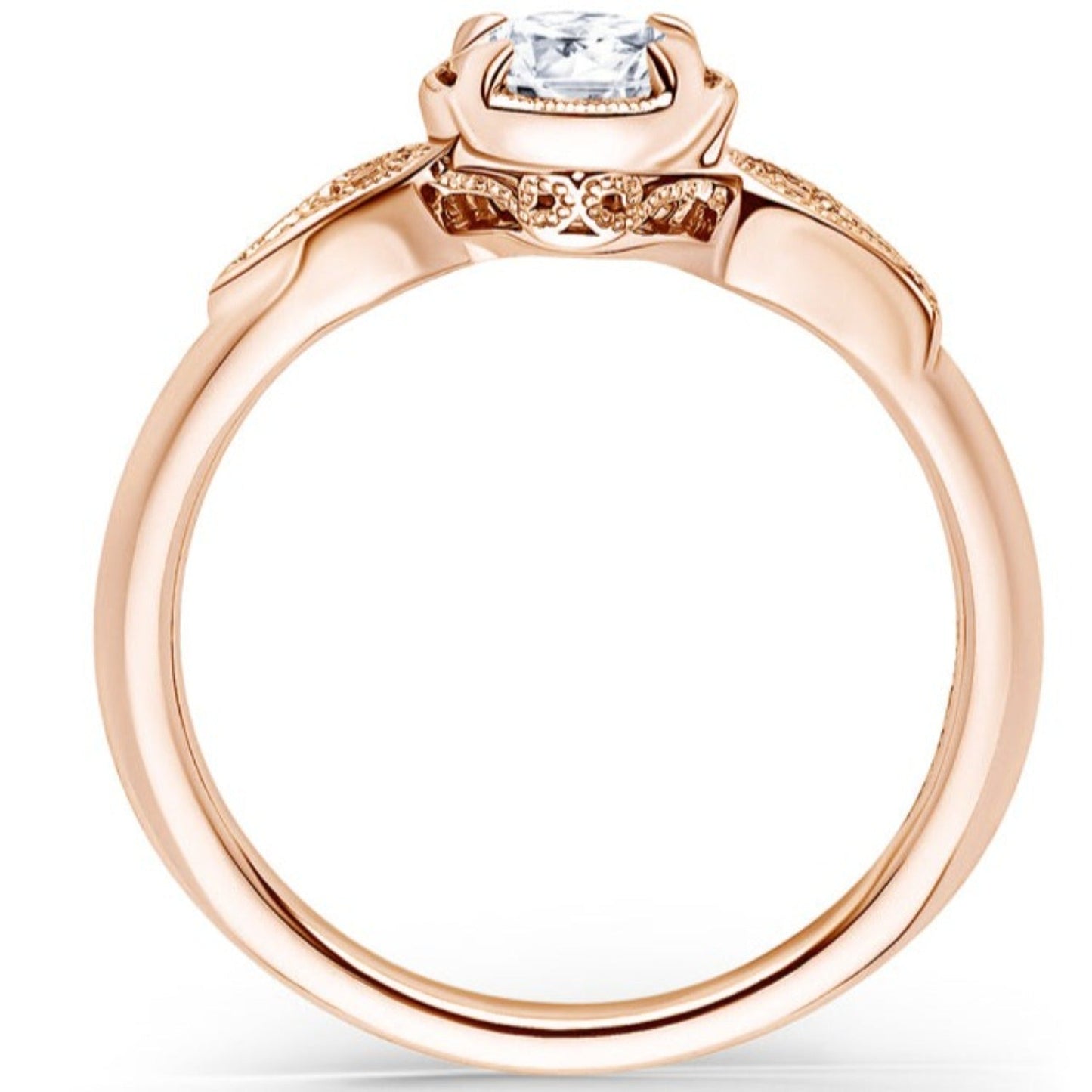 Kirk Kara "Rayana" Paisley Swirl Milgrain Halo Diamond Engagement Ring