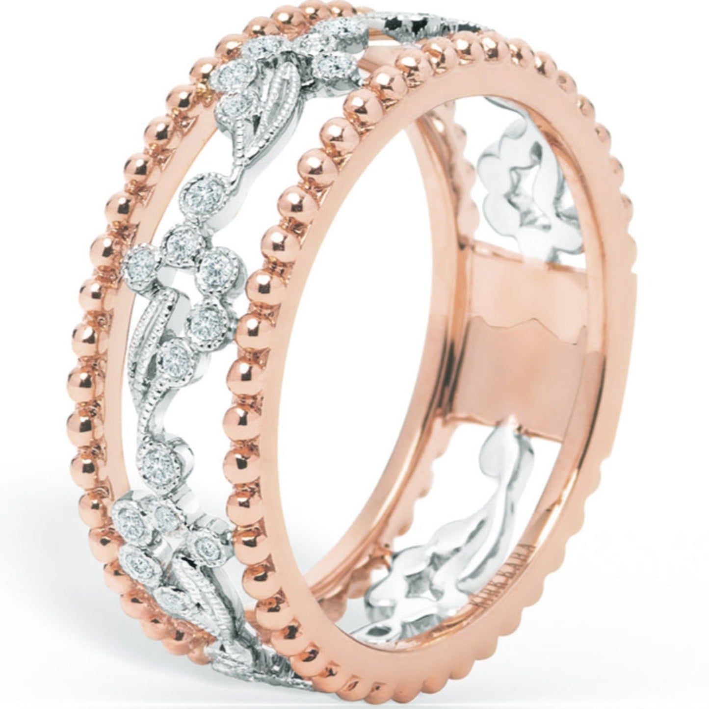 Kirk Kara "Rayana" Two-Tone Paisley Swirl Beaded Diamond Fashion Band