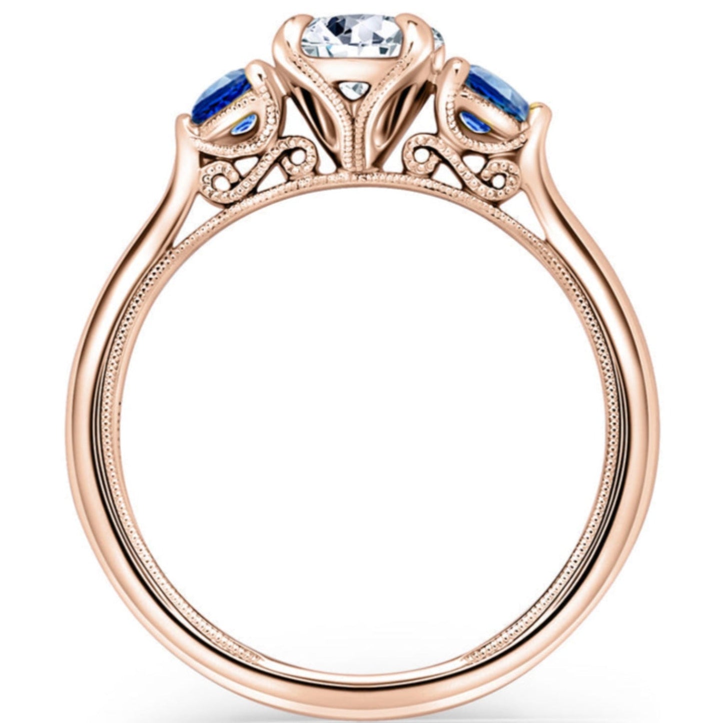 Kirk Kara "Stella" Three Stone Blue Sapphire Engagement Ring