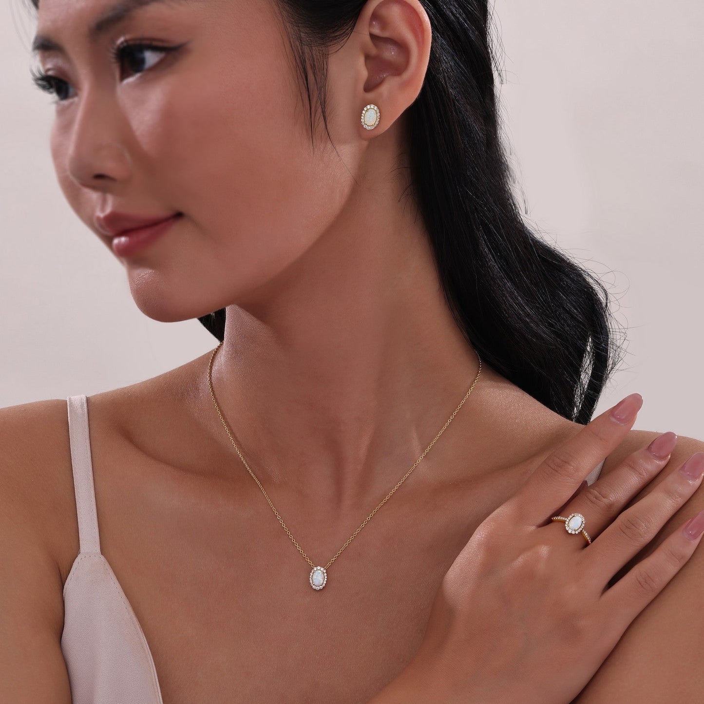 Lafonn Opal Birthstone Halo Vintage Inspired Necklace