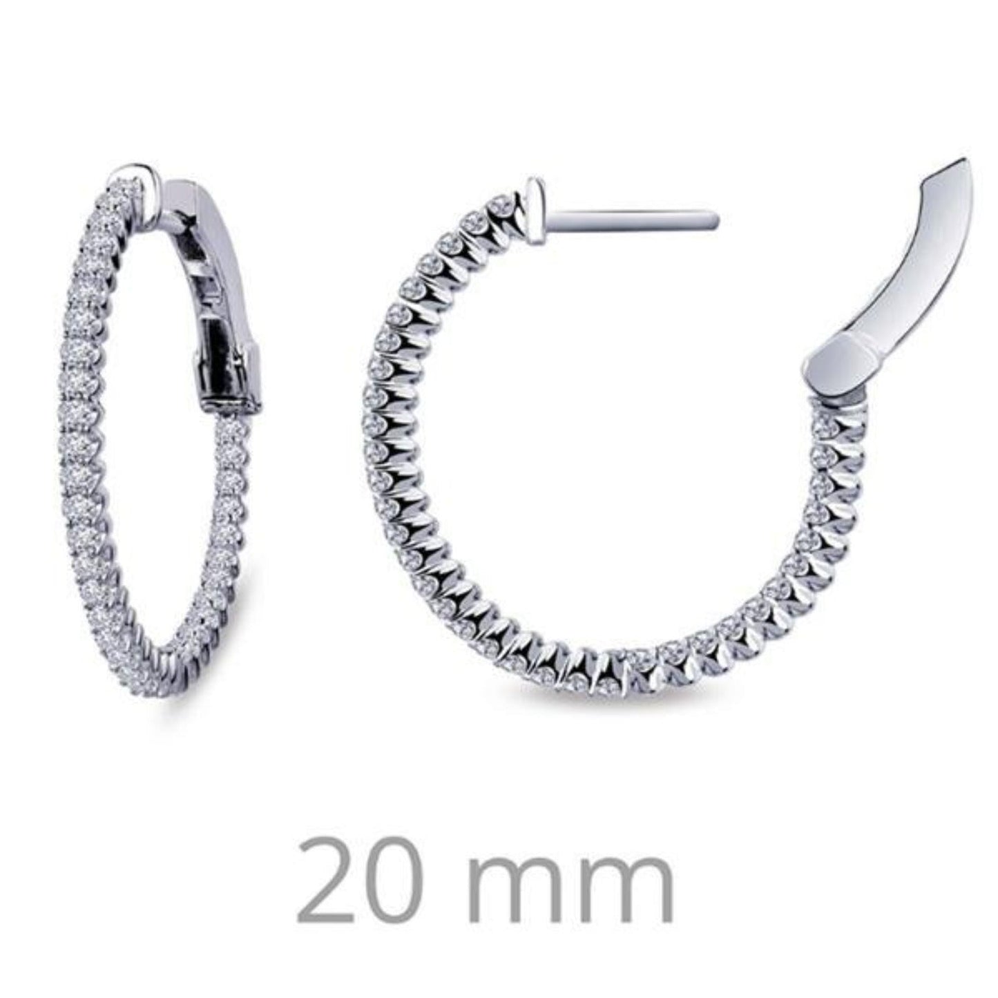 Lafonn Simulated Diamond Round Cut Thin Hoop Earrings