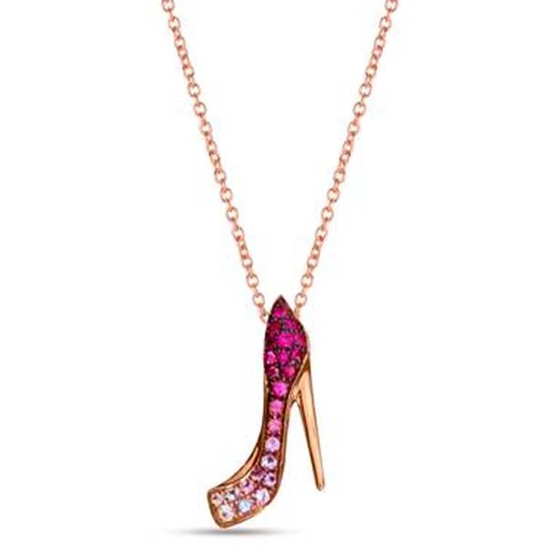 Le Vian Pink & White Sapphire High Heel Shoe Pendant