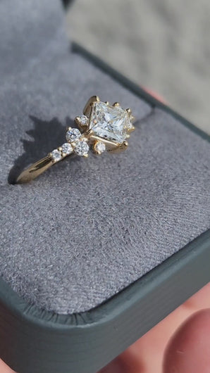 Ben Garelick Compass Set Princess Cut Starlight Engagement Ring in Ring Box