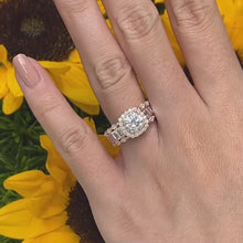 Load and play video in Gallery viewer, Barkev&#39;s Cushion Halo Wide Diamond Engagement Ring
