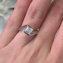 Load and play video in Gallery viewer, Barkev&#39;s Split Cathedral Shank Princess Cut Diamond Engagement Ring
