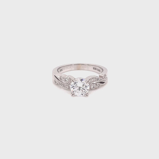 Kirk Kara White Gold "Angelique" Vintage Diamond Engagement Ring Full Shot Video