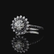 Load and play video in Gallery viewer, Barkev&#39;s &quot;Starburst&quot; Black Diamond Halo Engagement Ring
