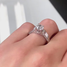 Load and play video in Gallery viewer, Barkev&#39;s High Polish Cathedral Diamond Engagement Ring
