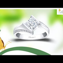 Load and play video in Gallery viewer, Barkev&#39;s Tension Twist Half Bezel Set Princess-Cut Diamond Engagement Ring
