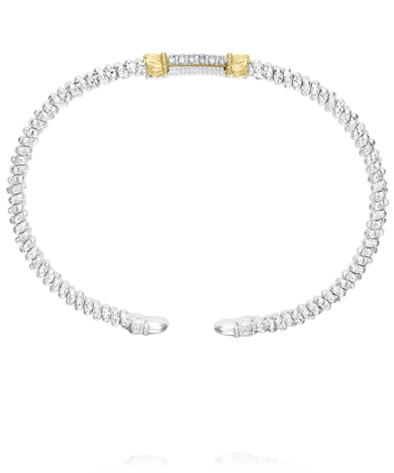 Vahan Sterling Silver & 14K Yellow Gold Petite Stackable Mini-Pave Diamond Bangle Bracelet