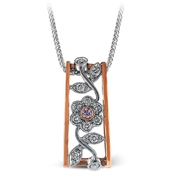 Simon G. 18K Rose and White Two-Tone Gold Flower Pendant