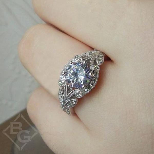 Simon G. Filigree Antique Style Diamond Engagement Ring