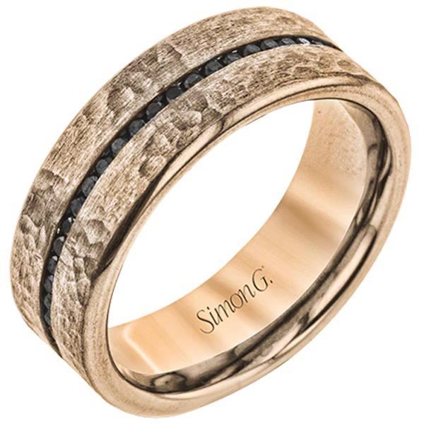 Simon G. Hammered Black Diamond Eternity Wedding Band
