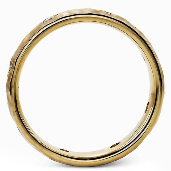 Simon G. Hammered Diamond Bezel Set Men's Wedding Band