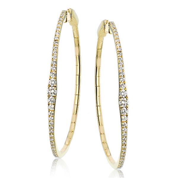 Simon G. Large Tapered Round Cut Diamond Hoop Earrings