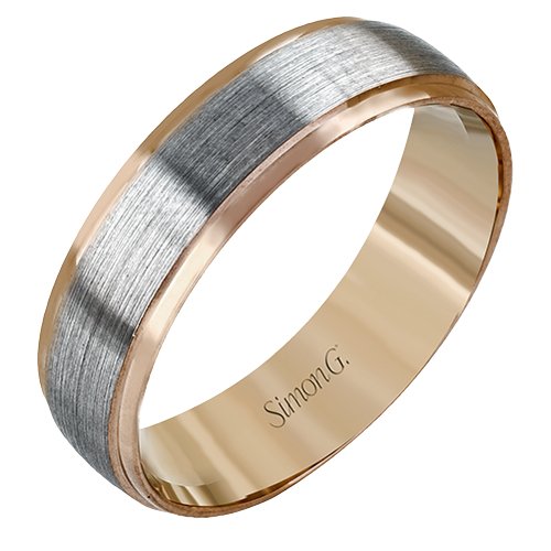 Simon G. Rose & White Gold Two-Tone 6 MM Men's Wedding Band