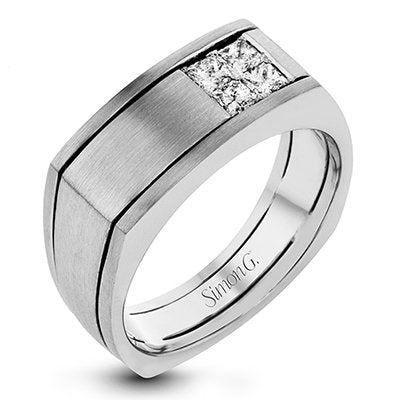Simon G. Satin & High Polish Finish Princess Cut Diamond Ring