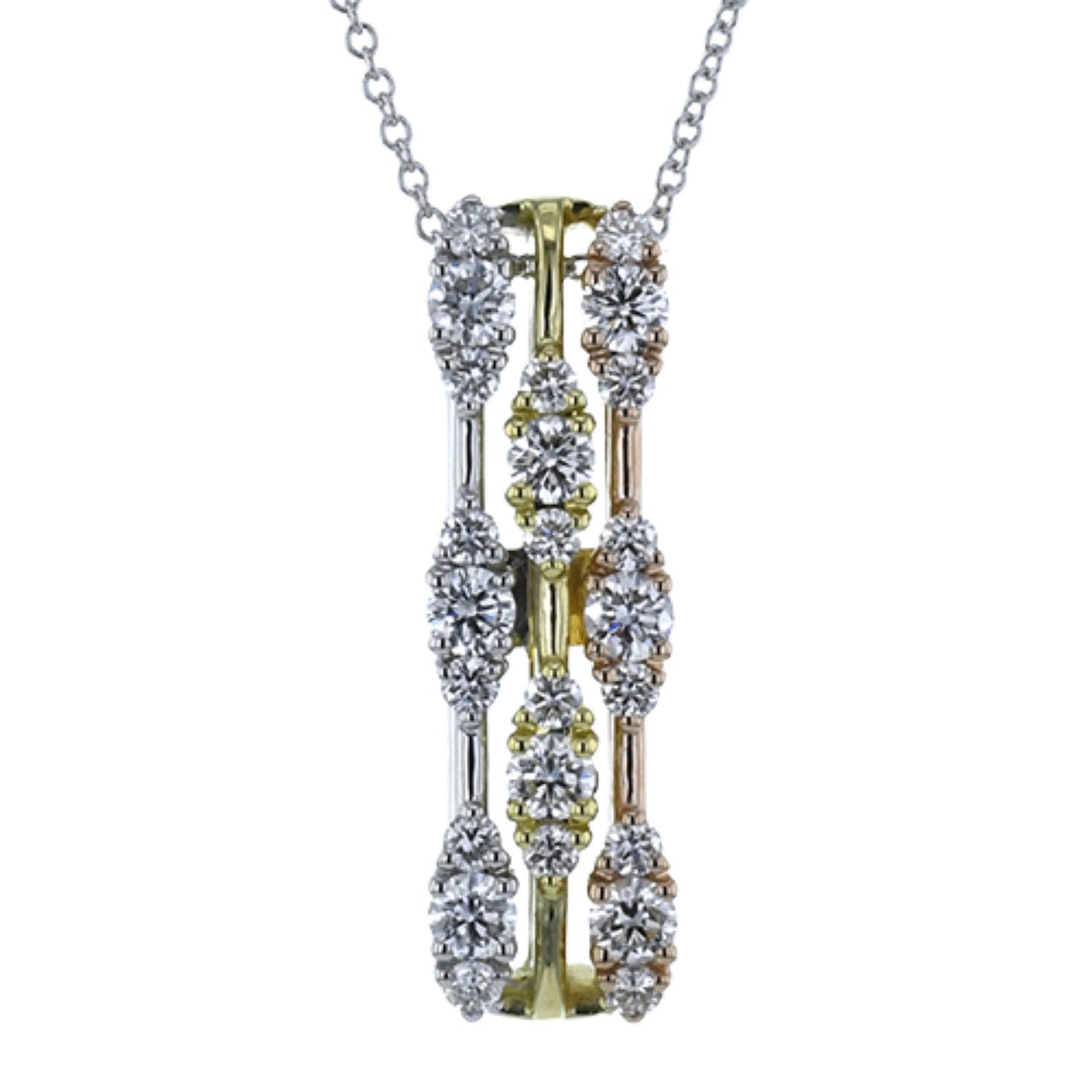 Simon G. Tri-Tone Diamond Cluster Pendant with "Simon Set" Diamonds