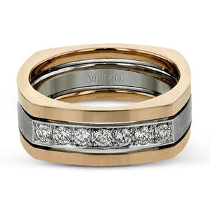 Simon G. Two-Tone Mens Round Cut Diamond Ring