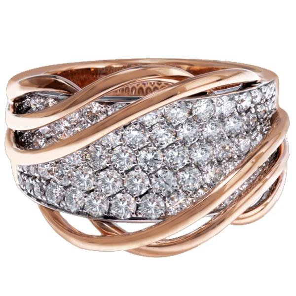 Simon G. Two-Tone Rose Gold Swirl Pave Diamond Ring