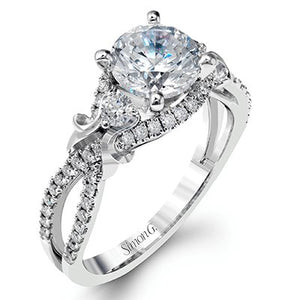 Simon G. Vintage Style Engagement Ring Set with 0.55 Carats Diamonds