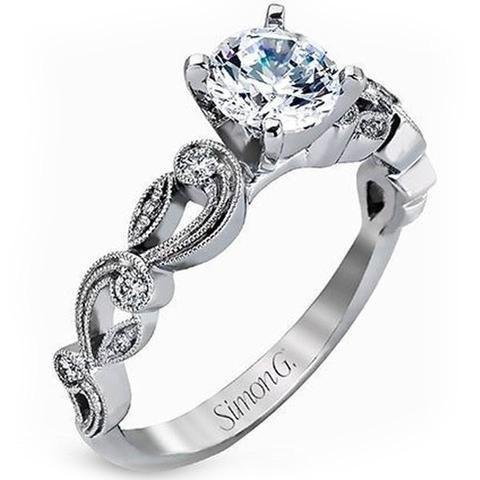 Simon G. Vintage Style Scrollwork Filigree Diamond Engagement Ring