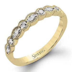 Simon G. White Gold Vintage Style Bezel Set Diamond Wedding Ring