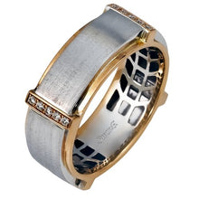 Load image into Gallery viewer, Simon G. White &amp; Rose Gold Two-Tone 8mm Diamond Wedding Band
