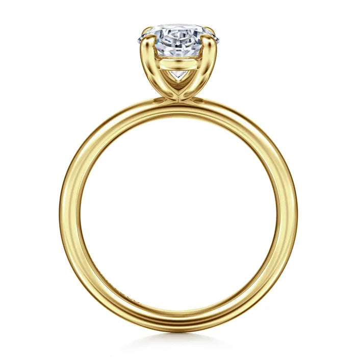 Gabriel & Co. Unite 14K Yellow Gold Contemporary Oval Solitaire 3.00 Carat Diamond Engagement Ring