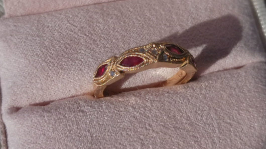 Kirk Kara Dahlia Marquise Shaped Ruby & Diamond Wedding Ring