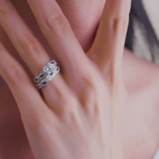 Kirk Kara White Gold "Dahlia" Marquise Cut Blue Sapphire Diamond Engagement Ring Set Video On Model