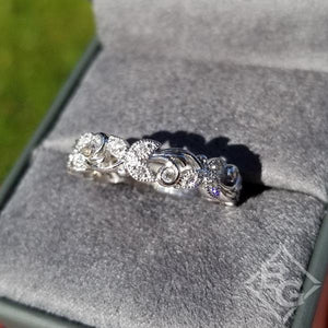 Artcarved "Florence" Antique Style Diamond Band Featuring Leaf And Scroll Details