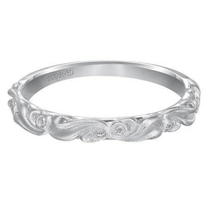 Artcarved "Hayley" Diamond Wedding Band Featuring Floral Carving Scrollwork