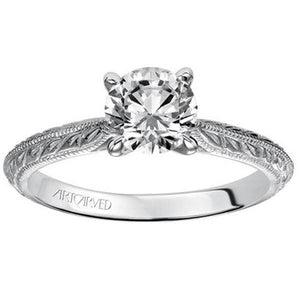 Artcarved "Imani" Knife Edge Engraved Solitaire Diamond Engagement Ring