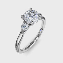 Load and play video in Gallery viewer, Fana Three Stone Classic Round Cut Diamond Engagement Ring
