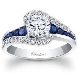 Barkev's Blue Sapphire "Halo Swirl" Diamond Engagement Ring