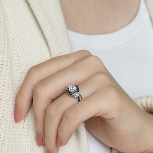 Barkev's Floral Detailed Black Diamond Halo Engagement Ring
