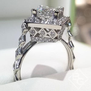 Barkev's Halo Prong Set Princess Cut Diamond Engagement Ring