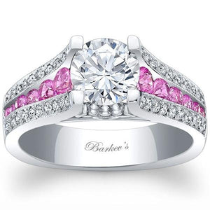 Barkev's Pink Sapphire Channel Set Cathedral Diamond Engagement Ring