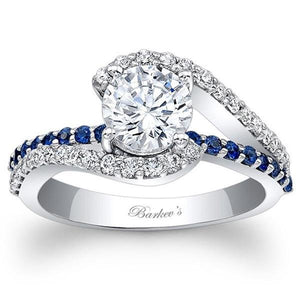Barkev's Swirl "Whisper Halo" Blue Sapphire Diamond Engagement Ring