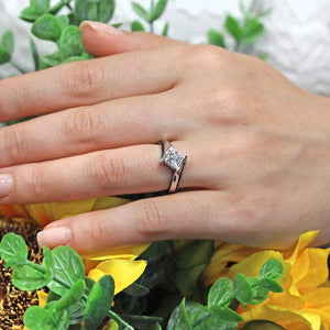 Barkev's Tension Twist Half Bezel Set Princess-Cut Black Diamond Engagement Ring