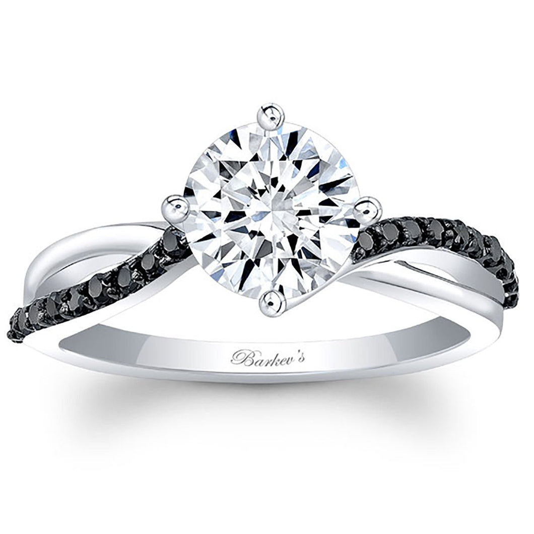 Barkev's Twisted Black Diamond & High Polished Band Engagement Ring