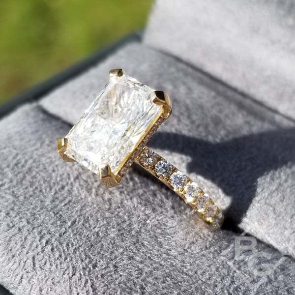 Ben Garelick Elongated Radiant Hidden Halo Diamond Engagement Ring - 14K Yellow Gold