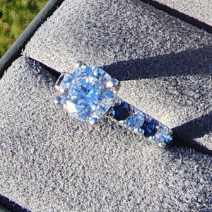 Ben Garelick Sapphire & Diamond Shared Prong Engagement Ring