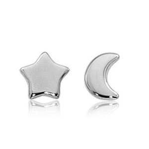 Ben Garelick Sterling Silver Flat Star & Moon Earrings