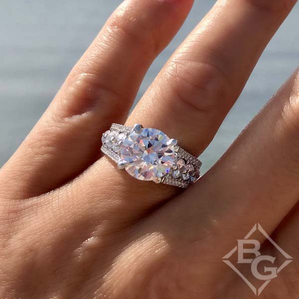 5.5 Carat Round Lab-Grown Diamond Engagement Ring with Graduating Sides
