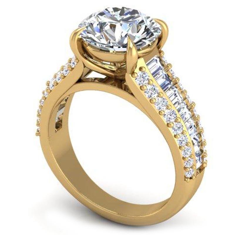 BGLG Mini-Montauk Round & Baguette Lab-Grown Diamond Engagement Ring